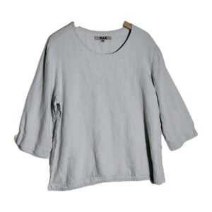 Flax Light Gray Linen 3/4 Sleeve Shirt Woman's Size Medium